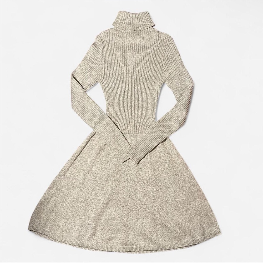 Abercrombie & Fitch Gray Turtleneck Long Sleeve Knit Sweater Dress